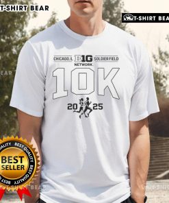 Alt Text: Top Big Ten Network 10K Chicago Soldier Field 2025 T-Shirt featuring vibrant design and event logo.