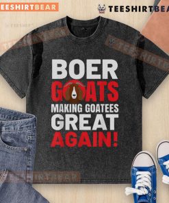 Top Boer Goats Making Goatess Great Again washed t-shirt design featuring playful goat graphics and vibrant colors.