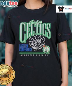 Alt Text: Stylish Boston Celtics ladies tee featuring team logo, perfect for fans of the NBA Eastern Conference Atlantic Division.
