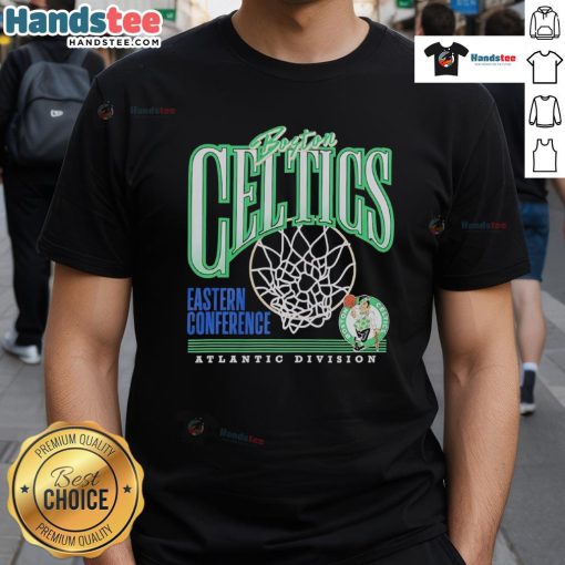 Alt Text: Top Boston Celtics NBA Eastern Conference Atlantic Division T-Shirt featuring team logo and vibrant green design.
