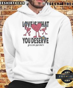 Top Briston Maroney Love Is What You Deserve hoodie featuring a vibrant sad and happy hearts design for fans.