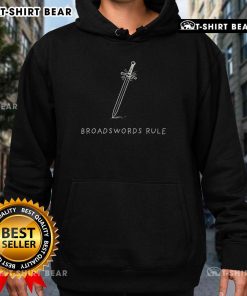 Top Broadswords Rule hoodie featuring a unique sword graphic, perfect for sword enthusiasts and stylish casual wear.