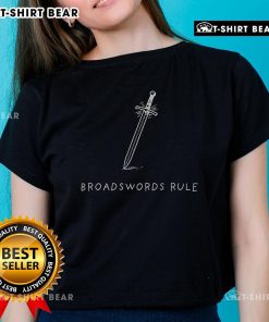 Top Broadswords Rule Sword Ladies Tee featuring a stylish design for sword enthusiasts and fans of fantasy apparel.
