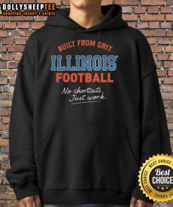 Illinois Football 'No Shortcuts, Just Work' hoodie showcasing grit and determination in sports apparel.