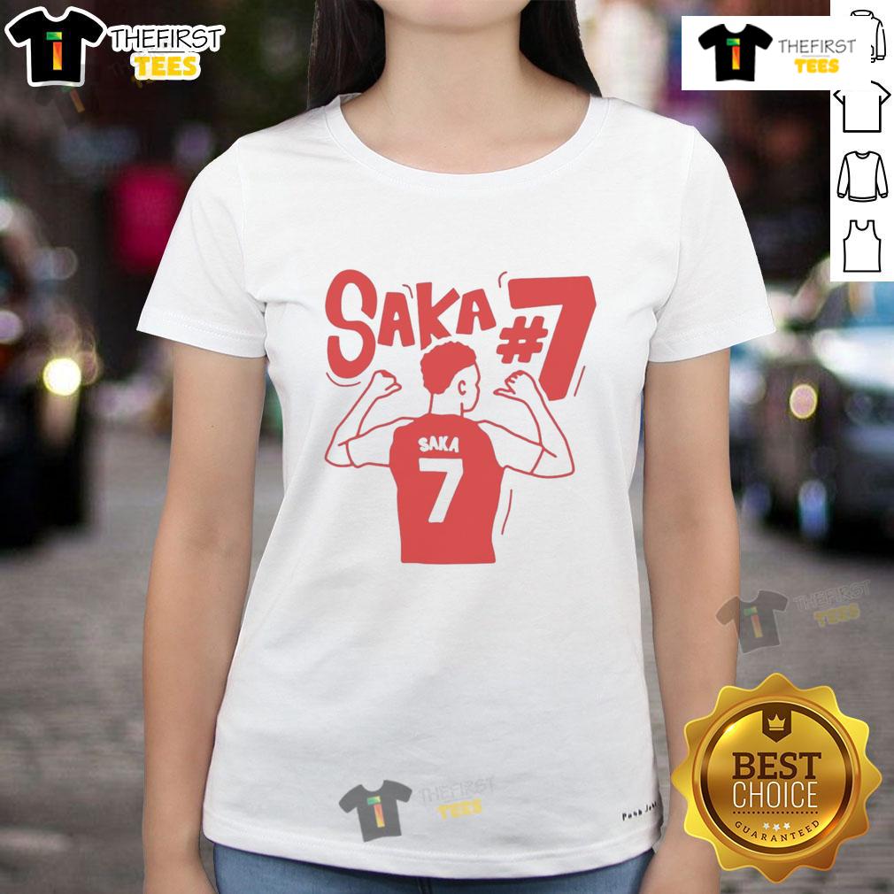 Top Bukayo Saka Arsenal Illustrated Ladies Tee Top Bukayo Saka Arsenal Illustrated Ladies Tee featuring a vibrant graphic design of the star player.