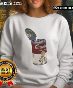 Cozy Top Campbell Beef Noodle Soup sweatshirt featuring a vibrant graphic, perfect for food lovers and comfort wear.
