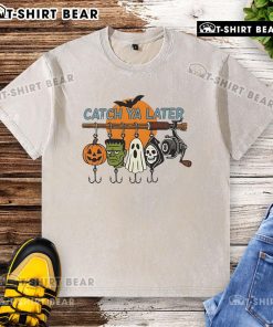 Alt Text: Top Catch Ya Later Halloween Horror Graphic Washed T-Shirt featuring spooky designs perfect for Halloween celebrations.