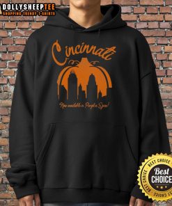 Top Cincinnati Now Available in Pumpkin Spice Hoodie, showcasing cozy fall fashion in vibrant pumpkin color.