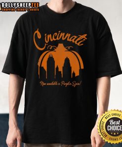 Top Cincinnati Pumpkin Spice T-Shirt featuring a trendy design perfect for fall fashion enthusiasts.
