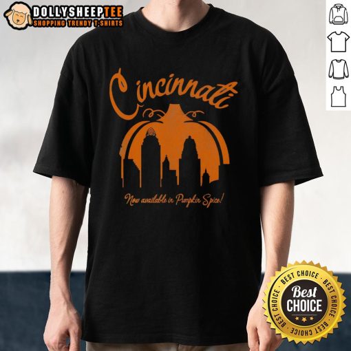 Top Cincinnati Pumpkin Spice T-Shirt featuring a trendy design perfect for fall fashion enthusiasts.