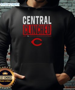 2025 Cincinnati Reds playoffs hoodie celebrating NL Central Division champions with bold team graphics.