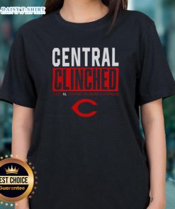 2025 Cincinnati Reds NL Central Division Champions Ladies Tee celebrating the team's playoff clinch.