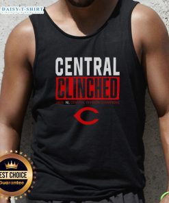 2025 Cincinnati Reds playoffs clinched NL Central Division champions tank top featuring team colors and logo.