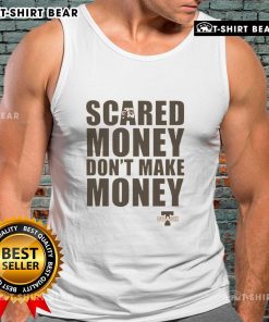 Top Coach T Scared Money Don't Make Money tank top design featuring bold text in a stylish font on a casual shirt.