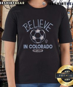 Top Colorado Rapids Homage MLS x Ted Lasso Believe Ladies Tee featuring a stylish design and vibrant team colors.