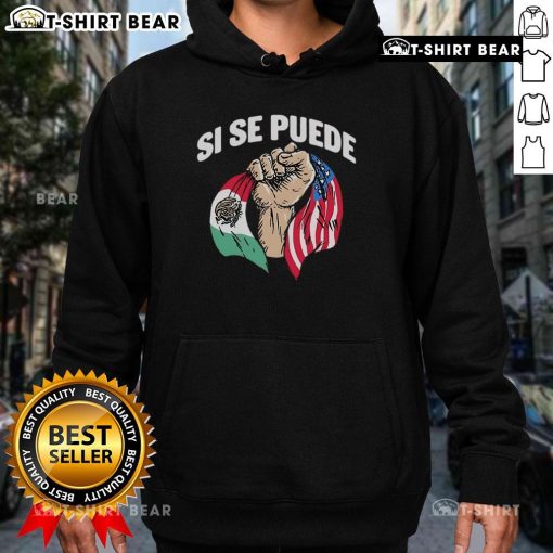 Alt Text: Top Deorro X Amigos Si Se Puede hoodie featuring Mexico and American flags, perfect for cultural pride and style.