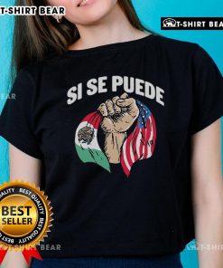 Top Deorro X Amigos Si Se Puede tee featuring Mexico and American flags, perfect for ladies celebrating culture.