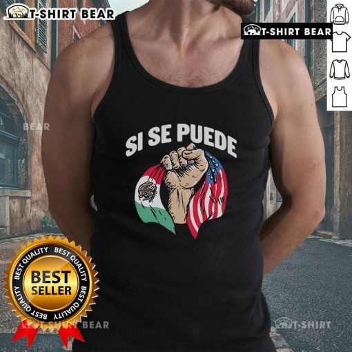 Top Deorro X Amigos Si Se Puede tank top featuring Mexico and American flags for a stylish, patriotic look.