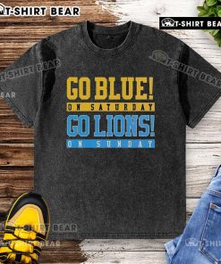 Top Detroit Lions football washed t-shirt in blue, perfect for game day on Saturday and Sunday. Go Lions!