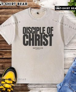 Top Disciple of Christ Matthew 4:19 washed T-shirt featuring a stylish design for faith-inspired fashion.