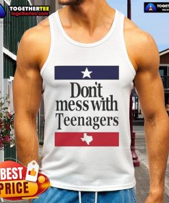 Teen wearing 'Don't Mess With Teenagers' Texas tank top, showcasing a fun and bold design perfect for casual outings.