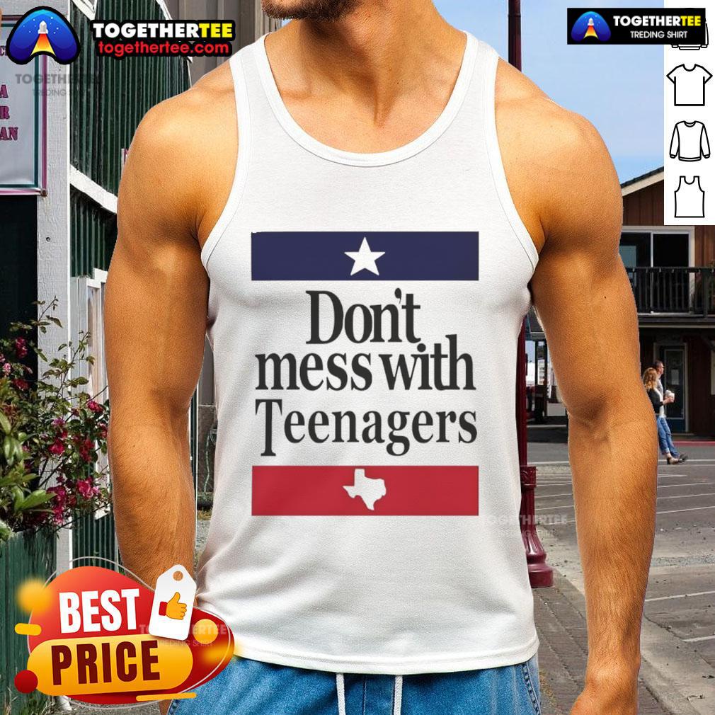 Top Don'T Mess With Teenagers Texas Tank Top Teen wearing 'Don't Mess With Teenagers' Texas tank top, showcasing a fun and bold design perfect for casual outings.