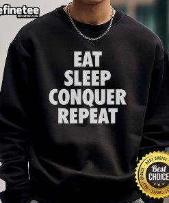 Cozy Top Eat Sleep Conquer Repeat sweatshirt in vibrant colors, perfect for workouts and casual wear.