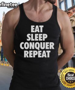 Top Eat Sleep Conquer Repeat Tank Top in vibrant colors, perfect for gym enthusiasts and casual wear.