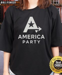 Alt Text: Top Elon Musk American Party logo on a ladies tee, featuring a stylish design perfect for supporters.
