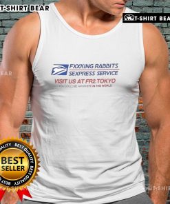 Stylish Top-Fcking-Rabbits-Sexpress-Service tank top featuring a playful rabbit graphic in vibrant colors.