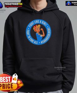 Top Fight Like A Girl hoodie supporting ALS awareness, featuring Sarah's Soldiers logo and a vibrant design.