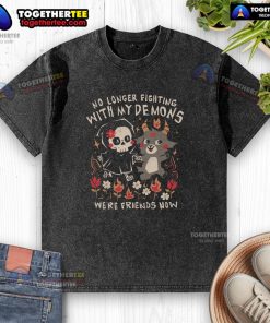 Top Friends With My Demons washed t-shirt featuring a stylish graphic design perfect for casual wear.