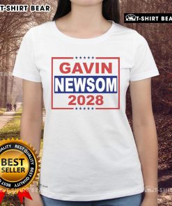 Top Gavin Newsom 2028 Ladies Tee featuring a stylish design, perfect for supporters of the California governor's campaign.