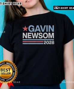 Top Gavin Newsom 2028 President ladies tee featuring a stylish design for supporters of the California governor's campaign.