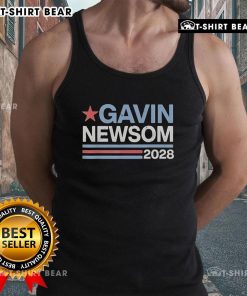 Top Gavin Newsom 2028 President tank top featuring a bold graphic design, perfect for supporters of Newsom's campaign.