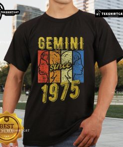 Top Gemini Since 1975 Retro T-Shirt featuring vintage design and zodiac symbol, perfect for astrology enthusiasts.