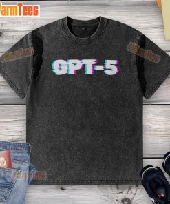 Trendy Top GPT-5 OpenAI glitch washed T-shirt featuring vibrant colors and modern design for AI enthusiasts.