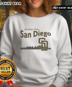 San Diego Padres skyline sweatshirt showcasing vibrant city skyline and team spirit, perfect for fans and casual wear.