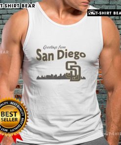 Stylish tank top featuring San Diego Padres skyline design, perfect for baseball fans and summer outings.