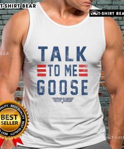 Top Gun Talk to Me Goose tank top featuring iconic movie quote and stylish design for aviation fans and movie lovers.