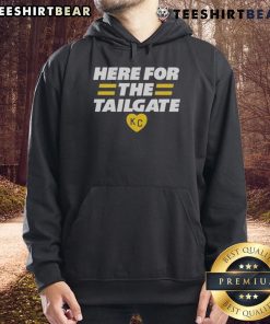 Alt Text: Kansas City KC hoodie design with 'Top Here for the Tailgate' slogan, perfect for game day outfits.