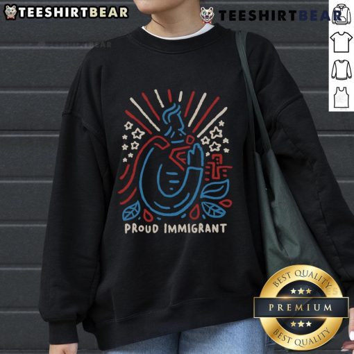 Proud immigrant sweatshirt featuring 'Top Here to Make a Difference' design, showcasing immigrant pride and empowerment.