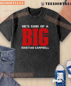 Alt Text: Kristian Campbell in a stylish washed t-shirt from the 'Top Hes Kind Of A Big Deal' collection.