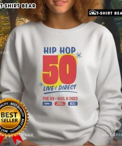 Top Hip Hop 50 Live and Direct sweatshirt from NX event on August 11, 2023, featuring vibrant design and stylish fit.