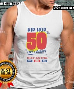Top Hip Hop 50 Live and Direct event on Aug 11, 2023, featuring a stylish tank top design