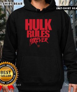 Top Hulk Hogan Hulk Rules Forever Hoodie featuring iconic wrestling graphics, perfect for fans and collectors.