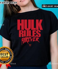 Top Hulk Hogan Hulk Rules Forever ladies tee featuring bold graphics and a comfortable fit for wrestling fans.