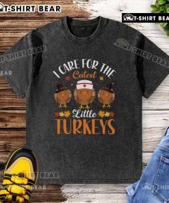 Cute Thanksgiving t-shirt featuring adorable little turkeys for kids, perfect for holiday celebrations.