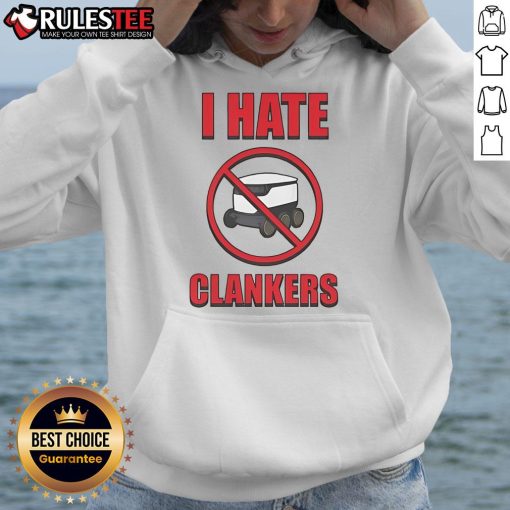 Top I Hate Clankers Hoodie featuring a bold graphic design, perfect for casual wear and expressing your unique style.