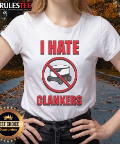 Top I Hate Clankers Ladies Tee in vibrant colors, showcasing a trendy design perfect for casual wear and statement style.